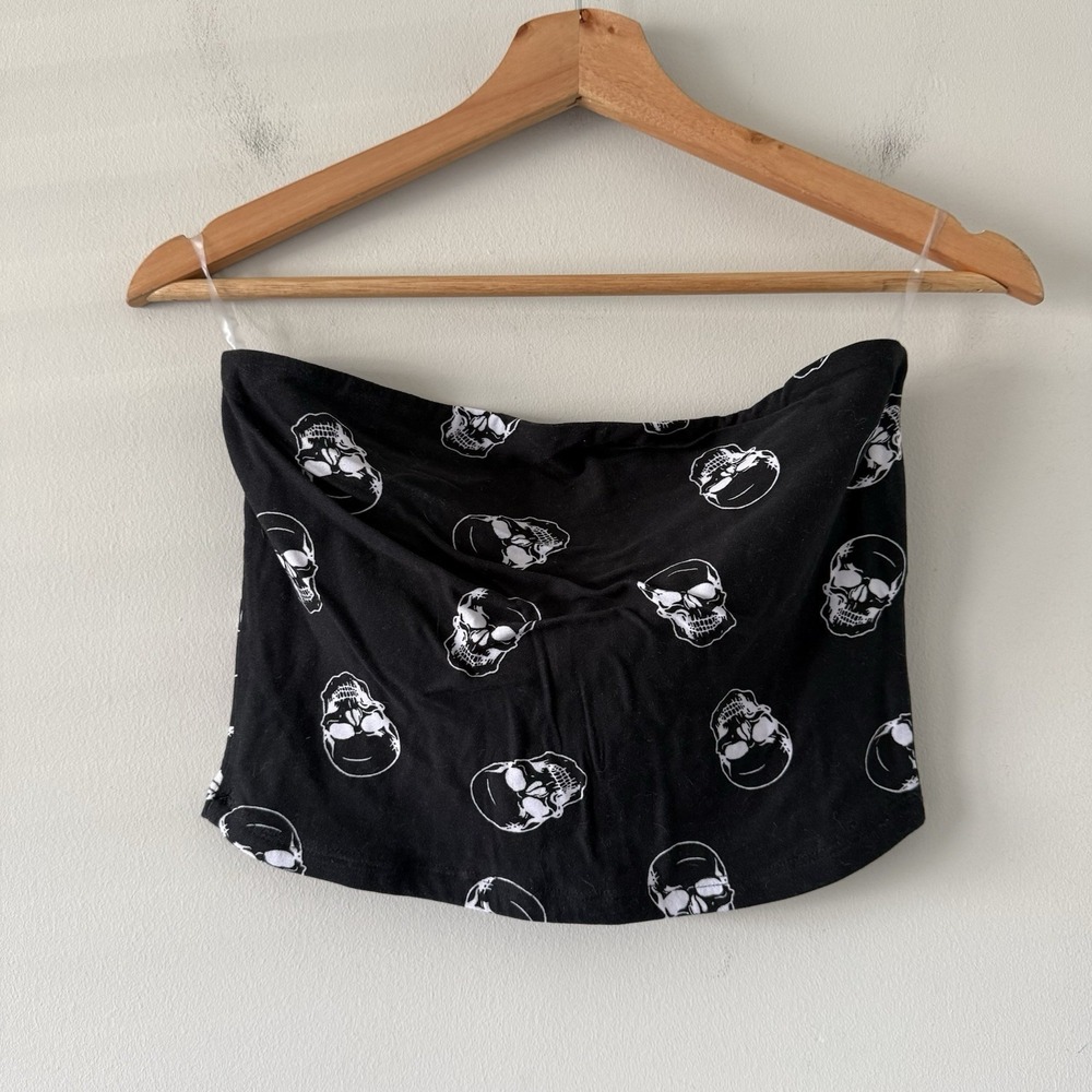 Bandeau Tube Top Size M Goth Metal Punk Emo Biker Strapless Sexy Boobtube